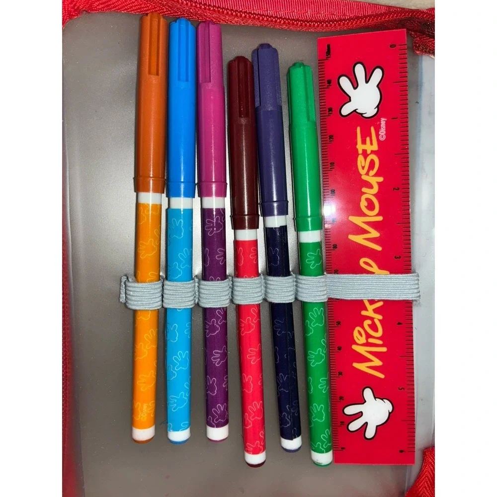 Vintage Mickey Mouse Disney Pencil‎ Case Stationary Kit Zipper *flaw